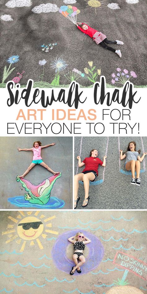 Check out all the amazing sidewalk chalk art ideas we found, and get started making your outdoor world a prettier place. #chalkart #sidewalkchalk #sidewalkchalkart #chalkartideas #sidewalkchalkideas #chalkdrawings #chalkdrawingideas #outdoorideas #outdooractivities Easy Sidewalk Chalk Art Ideas, Easy Sidewalk Chalk Art, Sidewalk Chalk Art Ideas, Chalk Art Ideas, Chalk Ideas, Sidewalk Chalk Art, Sidewalk Art, Chalk Drawings, Sidewalk Chalk