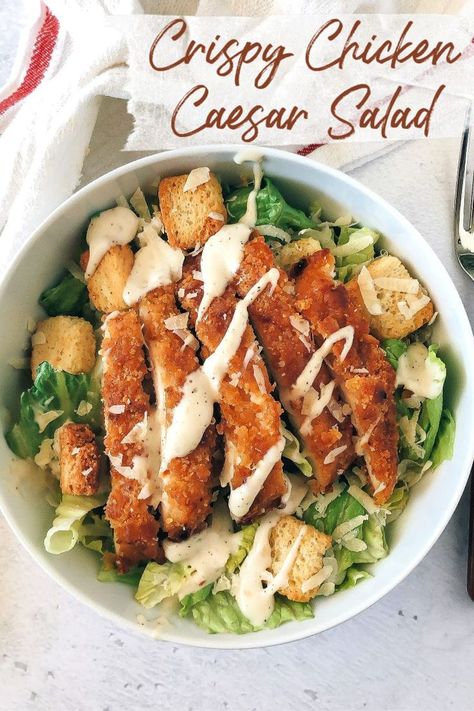 Crispy Chicken Wraps, Crispy Chicken Salads, Chicken Caesar Salad Recipe, Aldi Recipes, Chicken Salad Recipe Easy, Easy To Make Dinners, Breaded Chicken Breast, Pre Cooked Chicken, Chicken Caesar