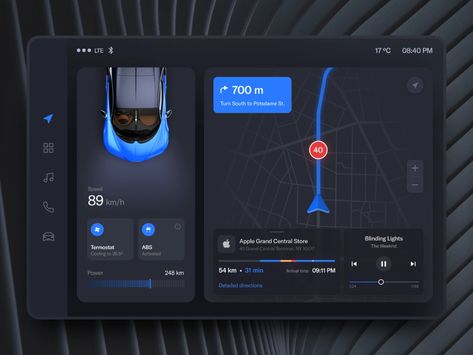 Car Dashboard Display by Lay on Dribbble App Map, Parking App, Car App, Car Ui, Ui Color, Navigation Map, Navigation Design, Cluster Design, Dashboard Ui