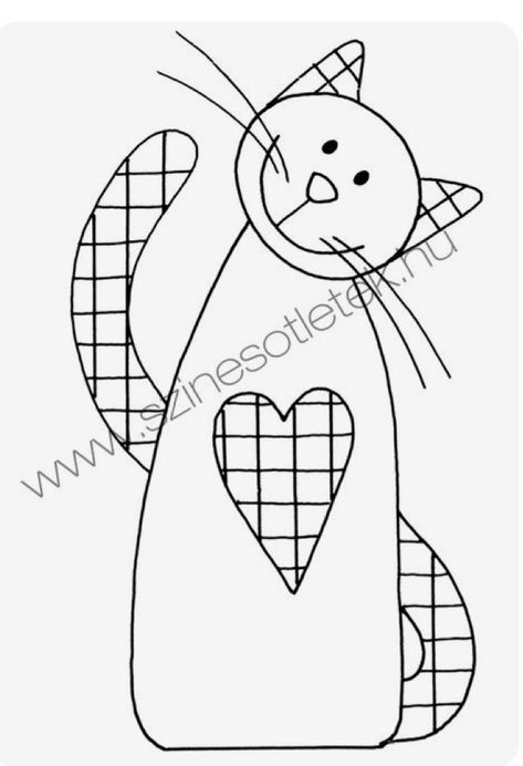 Cat Apliques, Cat Applique Designs, Cat Quilt Block, Cat Quilt Patterns, Colorful Hairstyles, Cat Template, Cat Applique, Drawing Template, Drawing Hair