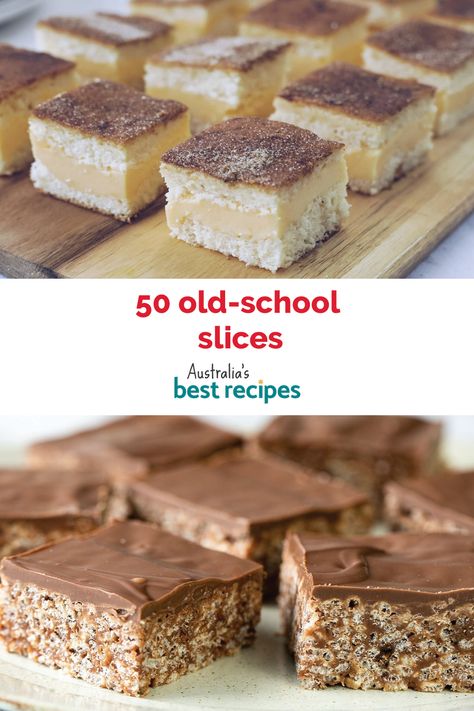 What’s old is new again! Choose from 50 of our favourite classice Aussie slices. Sweet Slices Recipes, Easy Slices Recipes, Sweet Tray Bakes, Sweet Tray Bake Recipes, Old Fashioned Recipes Desserts, Easy Slice Recipes, Traybakes Sweet, Slices Recipes Easy, Easy Tray Bakes