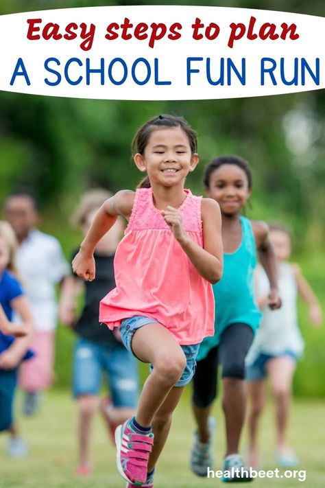 Plan a school fun run in 9 easy steps Elementary School Fun Run, Jog A Thon Ideas Schools, School Jogathon, Fun Run Ideas School, Jog A Thon, School Fun Run, Preschool Pe, Run Plan, High School Health