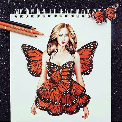 #fashion #illustration #3d #sketch #butterflies Kristina Webb Drawings, Kristina Webb Art, Kristina Webb, Fashion Drawing Tutorial, Dress Illustration, Fashion Illustration Sketches Dresses, Fashion Design Sketchbook, Fashion Sketches Dresses, Sketches Dresses