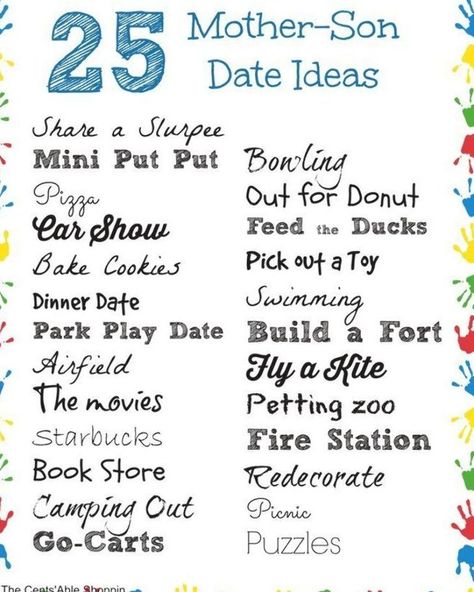 Mom And Son Dates Ideas, Mother And Son Activities Date Ideas, Date With Son, Mom Son Dates, Mother Son Day Ideas, Mom And Son Bonding Ideas, Mother Son Activities School, Mom Son Date Ideas, Mother Son Bucket List