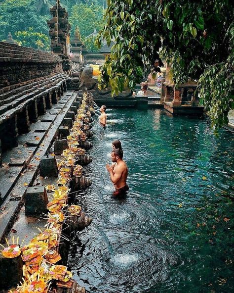 Bali’s wellness culture stems from the Agama Hindu Dharma religion that is observed by about 90 percent of the Balinese Best Places In Bali, Bali Tour Packages, Mount Batur, Cheap Places To Visit, Bali Retreat, Water Temple, Bali Honeymoon, Voyage Bali, Bali Vacation