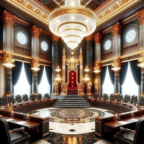 Castle Meeting Room, Royal Meeting Room, Ballroom Interior Design, Royal Throne Room, Royal Castles Interior, Royalty Room, Royal Office, Castle House Design, Royal Room