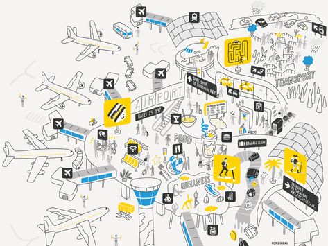 Airport Illustration, Airport Map, Illustrated Maps, Nantes France, Airport Design, Map Illustration, Illustration Agency, Illustrated Map, Street Map