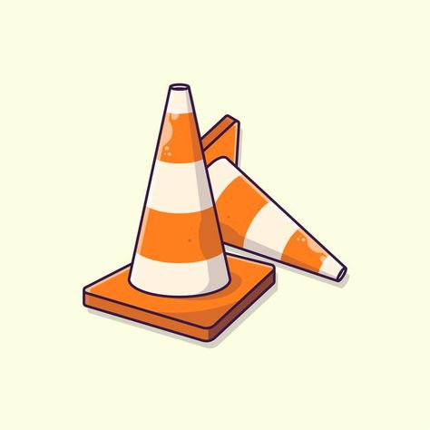 Vector Style Illustration, Traffic Cone Tattoo, Traffic Cone Drawing, Traffic Cone Art, Street Doodle, Street Cone, Cone Painting Ideas, Traffic Illustration, Construction Aesthetic