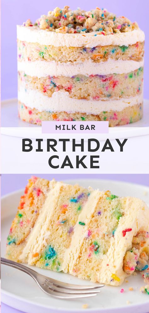 Momofuku Cake, Milk Bar Cake, Milk Bar Birthday Cake, Easy Birthday Cake Recipes, 30th Cake, Best Birthday Cake Recipe, Funfetti Birthday, Homemade Milk, Momofuku Milk Bar