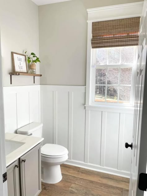 Bathroom Wallpaper Ideas, Beadboard Bathroom, Wainscoting Bathroom, Shiplap Bathroom, Ideas For Bathroom, Bathroom Redesign, Small Bathroom Makeover, Hall Bathroom, Gorgeous Bathroom