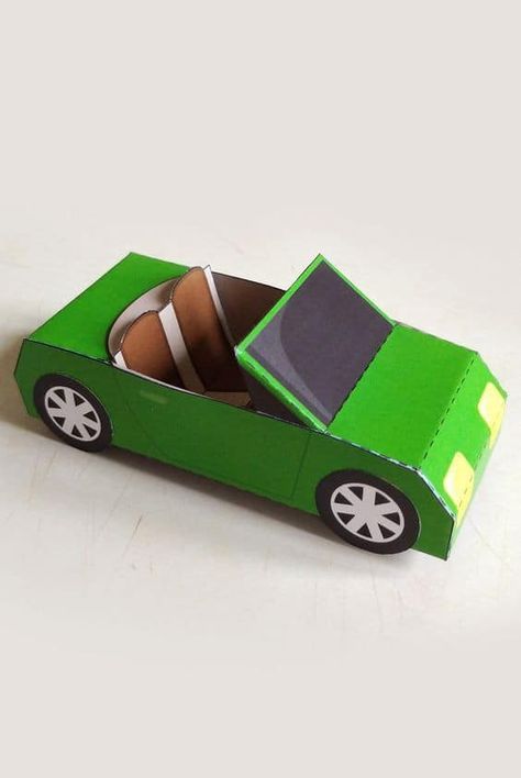 Paper Toys For Kids, Cute Vehicles, Paper Toy Car, Lps Crafts, Car Template, Rolling Car, Paper Car, Car Craft, Gtr R34