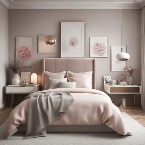 24 Ideas for Cute, Cozy, and Luxurious Bedrooms for Teenage Girls - It's The Decor Classy Pink Bedroom Ideas, Bedroom Wall Colors Relaxing, Beige Pink Bedroom, Modern Pastel Bedroom, Pastel Bedrooms, Teenager Bedroom Design, Rose Gold Bedroom, Innovative Design Ideas, Pastel Bedroom