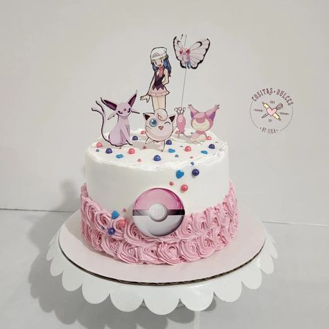 Sylveon Cake Ideas, Mew Birthday Cake, Pokemon Birthday Cupcakes, Jigglypuff Cake, Pokemon Go Cakes, Bolo Pokemon, Pink Pokemon, Pokemon Pink, Pokemon Birthday Cake