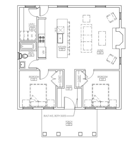 2 Bedroom House Plans, Off Grid Cabin, Cabin Floor Plans, Small House Floor Plans, Small Apartment Design, Barndominium Floor Plans, Tiny House Floor Plans, Floor Plan Layout, Apartment Plans