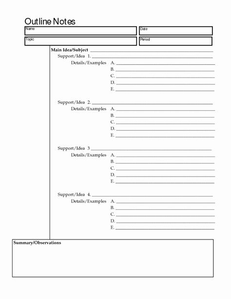 Notes Outline Template Notetaking Template, Cornell Note Taking Template, Cornell Notes Template Word, Outline Notes, Note Taking Template, Note Taking Strategies, Outline Format, Cornell Notes Template, Outline Template