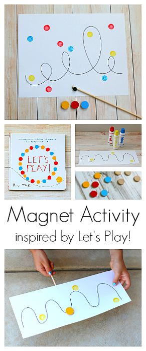 Magnet Activity for Kids inspired by the popular children's book, Let's Play, by Herve Tullet! Kids can explore the science of magnetism while creating art and working on fine motor skills! Perfect for kindergarten and preschool! ~ BuggyandBuddy.com Magnet Maze, Magnet Activities, Herve Tullet, Popular Childrens Books, Kindergarten Science, Preschool Science, E Mc2, Activity For Kids, Fine Motor Activities