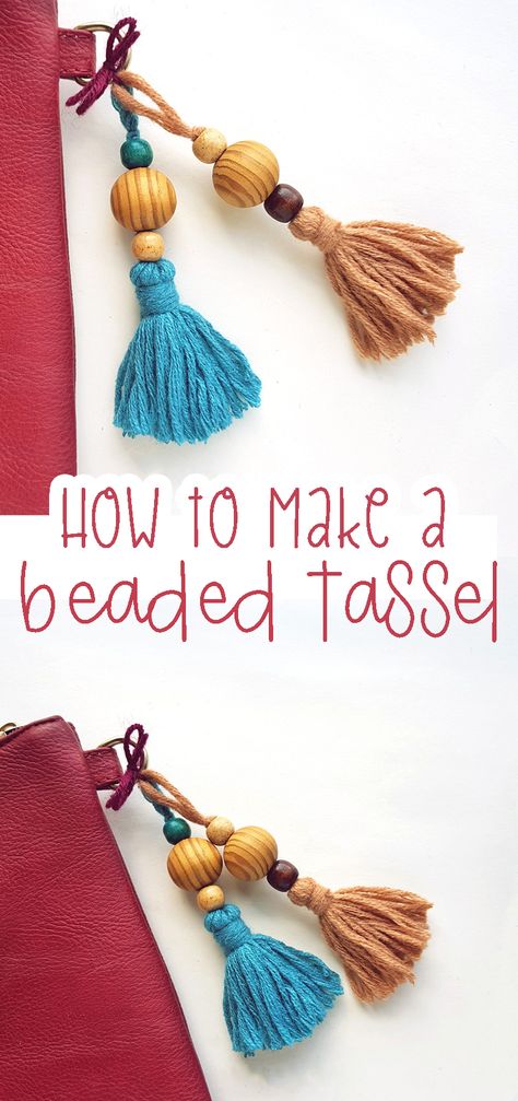 Beads And Tassels Diy, Making Yarn Tassels, Diy Mini Tassel, Decorating With Tassels Ideas, Tassel Zipper Pull Diy, Beaded Projects To Sell, Tassel With Beads Diy, Decorative Tassels Diy, How To Make Beaded Tassels