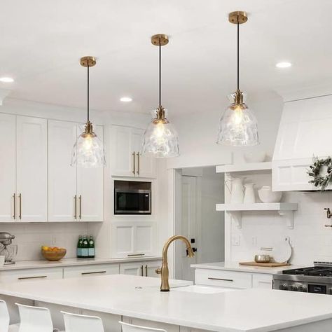 Glass Pendant Lights Over Kitchen Island, Glass Island Pendant Lights, Glass Kitchen Pendant Lights, Dome Kitchen, Mood Board Kitchen, Pendent Lights, Lights Over Kitchen Island, Dome Pendant Light, Lighting Dining Room