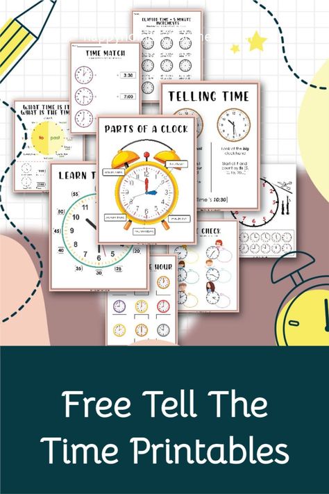 Help your kids to learn how to tell the time with this incredible free printable workbook. Learning to tell the time is an activity that's suitable for children from kindergartden through to third grade. In fact, we used these printables along with a number of additional resources to help our children tell the time over the course of around a year - we built up knowledge and experience with the minutes hand (which seems to be the most difficult to learn). Clock Practice Free Printable, Telling Time Kindergarten Free Printable, Learning To Tell Time Free Printable, Telling Time For Preschoolers, Halloween Telling Time Activities, Tell The Time Worksheets Free Printable, Telling Time Worksheets Free Printable Kindergarten, Telling Time Free Printables, How To Tell The Time