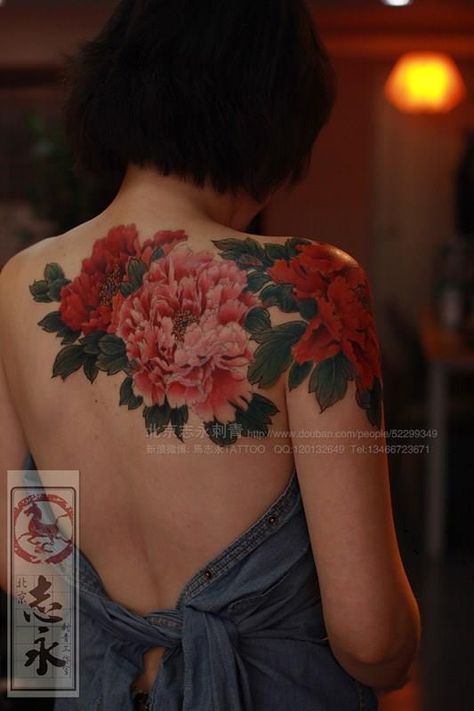 Tattoo Espalda Mujer, 10 Tattoo, Peonies Tattoo, Tattoo Cover-up, Back Tattoos, Trendy Tattoos, Pretty Tattoos, Shoulder Tattoo, Lower Back Tattoos