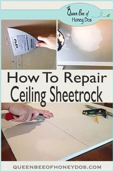 How to Repair Ceiling Sheetrock - tips and tricks for making repairs in ceiling sheetrock. Renovate and repair correctly! Repair Ceilings, Easy Home Improvement Projects, Easy Home Improvement, Home Improvement Loans, Home Remodeling Diy, Diy Home Repair, Diy Remodel, Home Repairs, Design Your Dream House