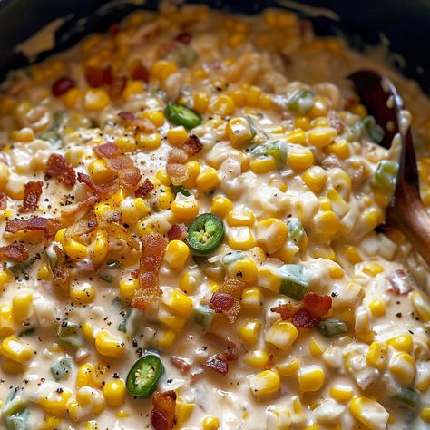 Discover how to make Slow Cooker Jalapeno Popper Creamed Corn, the perfect spicy and creamy side dish for any meal. Simple steps, big flavor. Vegan Jalapeno Poppers, Bbq Corn, Creamed Corn Recipes, Corn Recipe, Jalapeno Popper, Corn Fritters, Creamed Corn, Corn Recipes, Jalapeno Poppers