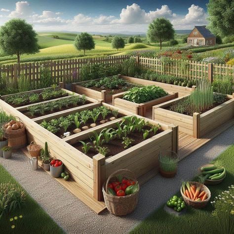 15 Free Raised Garden Bed Plans And Ideas That Are Easy To Build - My Besuited Home Garden With Raised Beds, Raised Bed Layout, Raised Bed Garden Layout, Garden Bed Plans, Raised Bed Vegetable Garden, Wood Partition, Keyhole Garden, Old Washing Machine, Raised Garden Bed Plans