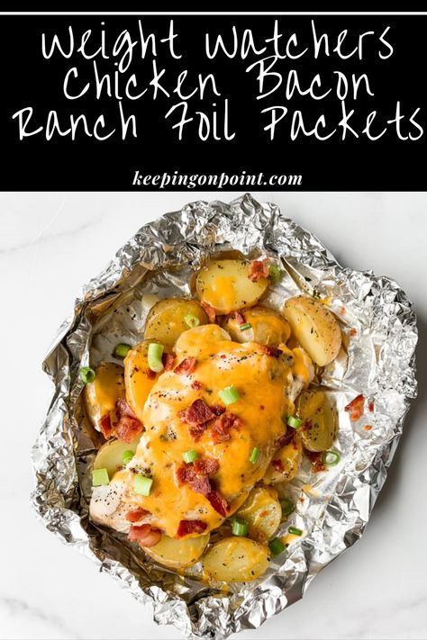 Chicken Bacon Ranch Foil Packets – Keeping On Point Weight Watchers Baked Chicken Recipes, Weight Watcher Meal Prep, Chicken Bacon Ranch Foil Packets, Easy Weight Watchers Recipes, Weight Watchers Lunch Recipes, Weight Watcher Meals, Weight Watchers Recipes Dinner, Weight Watchers Lunch, Weight Watcher Recipes