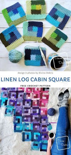 Crochet Log Cabin, Cabin Crochet, Tunisian Crochet Blanket, Trendy Blanket, Yarn Ideas, Easy Knitting Projects, Confection Au Crochet, Crochet For Beginners Blanket, Colorful Crochet