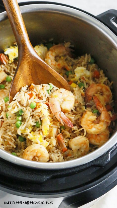 Shrimp fried Rice in Instant Pot Instant Pot Shrimp, Potted Shrimp, Asian Vegetables, Shrimp Fried Rice, Shrimp And Rice, Easy Instant Pot Recipes, Instant Pot Dinner Recipes, How To Cook Rice, Instapot Recipes