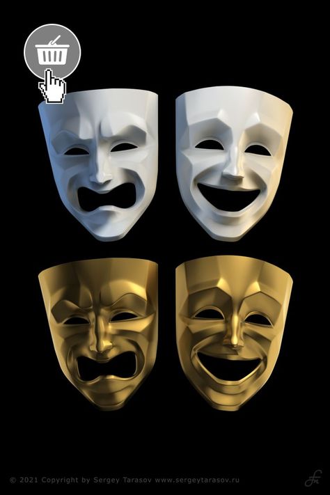 A couple of theater grotesque masks, which are presented twice: white coloured and also golden coloured are both isolated on black background. The white pair is above and is the same as the golden one, which is placed below. Masks of the each pair are have emotional expressions, that are specific for the comedian and tragedian roles in the area of acting performance. One of the masks is laughing, but another is suffering. Blake Lively Pregnancy Style, Theatrical Masks, Set Theatre, Theater Masks, Comedy Tragedy Masks, Joker Clown, Drama Masks, Tragedy Mask, Latino Art