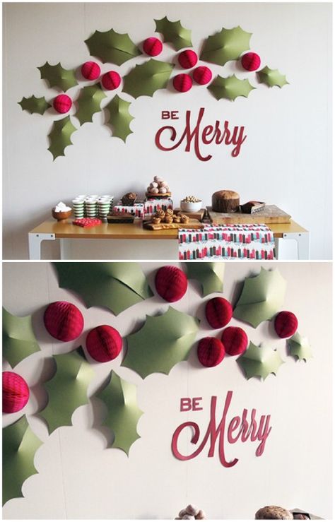 Holy Wall - 20 Magical DIY Christmas Home Decorations You'll Want Right Now Diy Christmas Wall, Christmas Home Decorations, Pinterest Christmas, Christmas Paper Crafts, Office Christmas Decorations, Navidad Diy, Office Christmas, Christmas Wall Decor, Noel Christmas