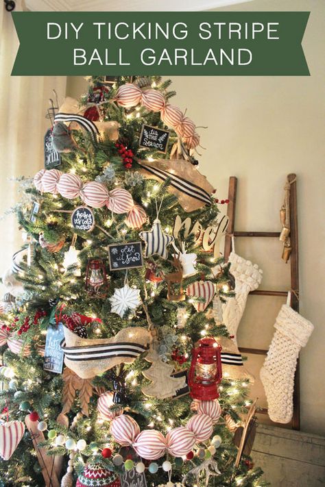 The last two years I used burlap and plaid ribbon around my tree and this year I wanted to change it up so I started brainstorming some new ideas. I remembered seeing some cute ball garland on Destiny’s tree a couple years ago and that was my inspiration. She used socks for hers – GENIUS … … Continue reading → Fabric Ball Garland, Traditional Christmas Tree Decor, Corner Christmas Tree, Aka Christmas, Garland Fabric, Ornament Wedding Favors, Christmas Tree Decor Ideas, Tree Decor Ideas, Tree Themes