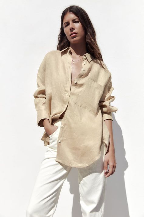 Women's Linen Collection | Explore our New Arrivals | ZARA Canada Oversized Linen Shirt Outfit, Linen Shirt Outfit, Oversized Linen Shirt, Outfit Zara, Linen Coat, Linen Tunic Dress, Linen Tunic, Linen Blazer, Linen Women