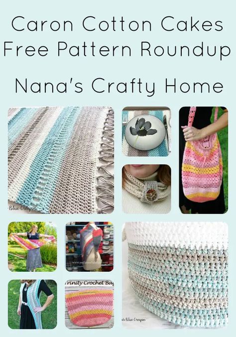 Caron Cotton Cakes Free Pattern Roundup at Nana's Crafty Home Caron Cake Crochet Patterns, Caron Cakes Patterns, Caron Cakes Crochet, Cake Crochet, Crochet Balls, Cotton Crochet Patterns, Stitch Purse, Crochet Hat Patterns, Crochet Project Free