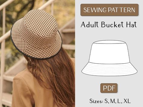 SEWING Pattern Bucket Hat | Instant Download | Digital PDF | 4 Sizes | Beach Hat Summer Pattern | Friend Sewing Gift Accessories by SewingCraftPatterns on Etsy Bucket Hat Sewing Pattern, Bucket Hat Sewing, Wool Hat Pattern, Poncho Sewing Pattern, Sewing Craft Patterns, Sewing Patterns Women, Sun Hat Pattern, Poncho Pattern Sewing, Sewing Pattern Women