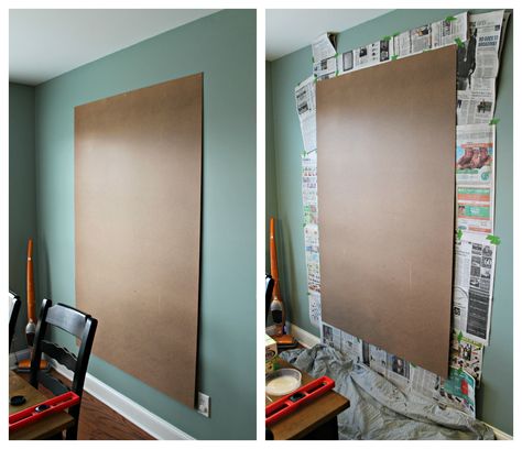 Easy DIY Giant Magnetic Chalkboard Hardboard Ideas Diy, Hardboard Wall Panel Ideas, Diy Magnetic Chalkboard, Magnetic Chalkboard Paint, Large Magnetic Board, Magnetic Chalkboard Wall, Diy Tableau, Make A Chalkboard, Painting Trim White