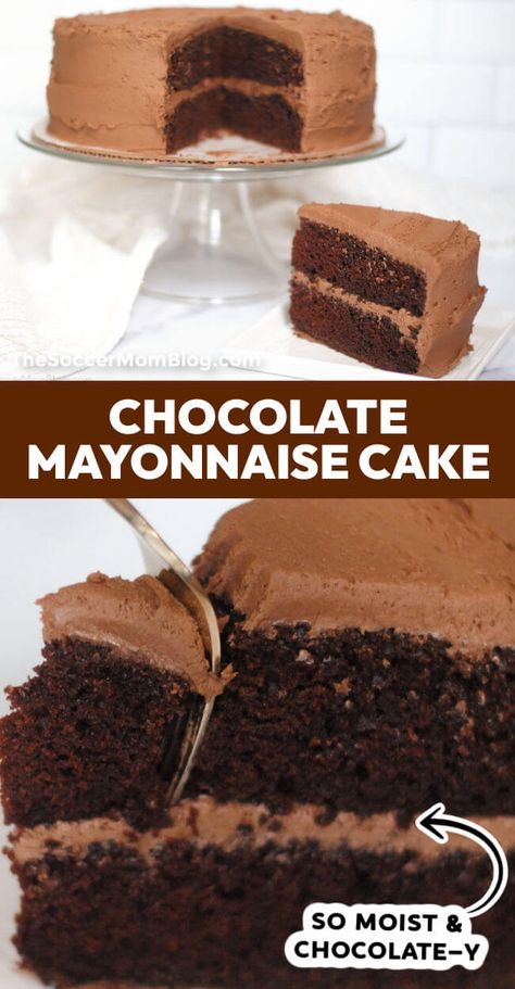 This moist, velvety chocolate mayonnaise cake is topped with a creamy buttercream frosting for the ultimate chocolatey indulgence. Chocolate Mayonnaise Cake Recipe, Mayonnaise Cake Recipe, Mocha Buttercream Frosting, Mocha Buttercream, Easy Dessert Ideas, Mayonnaise Cake, Chocolate Mayonnaise Cake, Mayonnaise Recipe, Cake Recipes From Scratch