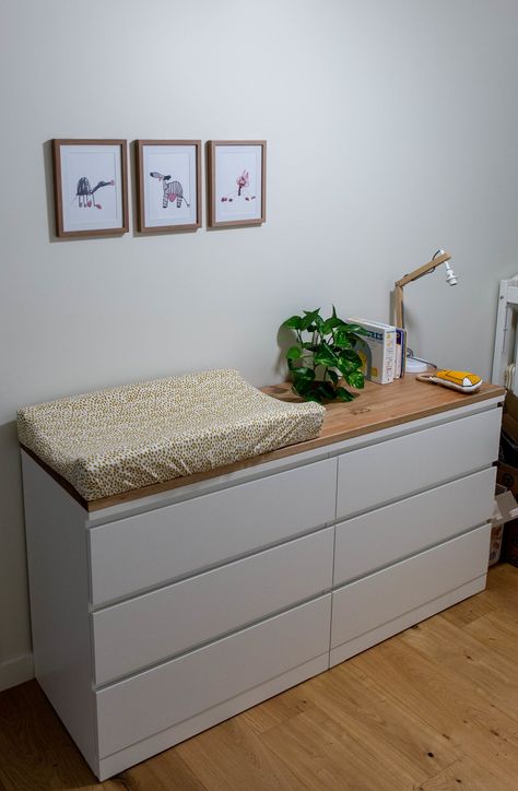 Ikea Malm Changing Table, Malm Baby Changing, Ikea Malm Baby Room, Ikea Malm Nursery, Malm Nursery, Closet Baby Room, Organization Kids Room, Nursery Cabinet, Small Nursery Ideas