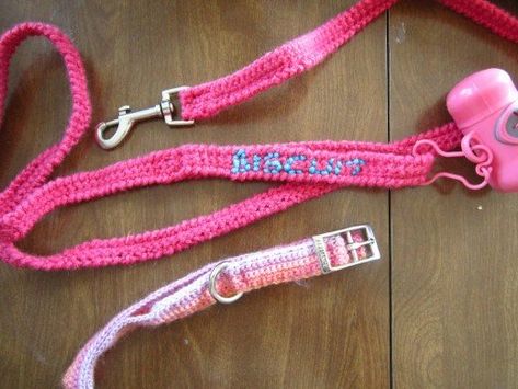 Collar Diy Pattern, Crochet Dog Leash, Dog Leash And Collar, Dog Collar Pattern, Pet Crochet, Leash And Collar, Crochet Pet, Crochet Best, Collars Diy