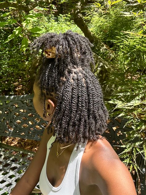 half up half down on starter micro locs! • i knew i would be outside today and didn’t want to have my hair in my face or my head be super hot • i used a jumbo satin scrunchie so it wouldn’t tug on my hair too much or be super tight • this style was so easy and came out super cute! #locs #locstylesforwomen #locstyles #locjourney #starterlocstyles #starterlocs #microlocs #microlocsjourney #microlocstyles Starter Micro Locs, Micro Locs Starter, Cute Locs, Microlocs Starter, Starter Microlocs, Mini Locs, Pink Locs, Mini Twists Natural Hair, Short Hair Twist Styles