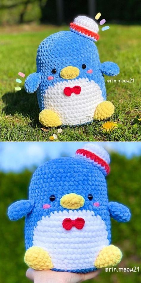 Toys Quotes, Penguin Amigurumi, Tuxedo Sam, Disney Crochet Patterns, Hello Kitty Crochet, Crochet Penguin, Easy Crochet Animals, Crochet Disney, Crochet Bunny Pattern