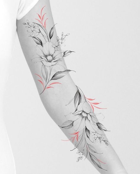 Tattoo Designs Upper Arm, Butterfly And Rose Tattoo, Tattoo Designs Butterfly, Aura Tattoos, Black Flowers Tattoo, Butterfly And Rose, Rose Drawing Tattoo, Wrap Tattoo, Flower Tattoo Drawings