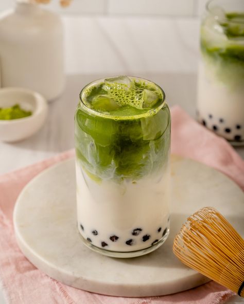 Matcha Milk Tea – Takes Two Eggs Matcha Bubble Tea Recipe, Matcha Milk Tea Recipe, Matcha Boba Tea, Matcha Milk Tea, Matcha Tea Recipes, Mango Coulis, Aesthetic Recipes, Matcha Bubble Tea, Pineapple Tea