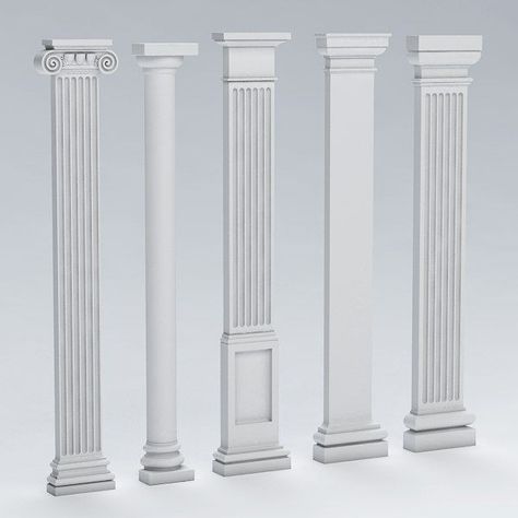 Pillar Design Columns, Ionic Pillar, Square Pillar Design, Columns Interior, Plaster Ceiling Design, Classical Interior Design, Cornice Design, Front Wall Design, Decorative Columns