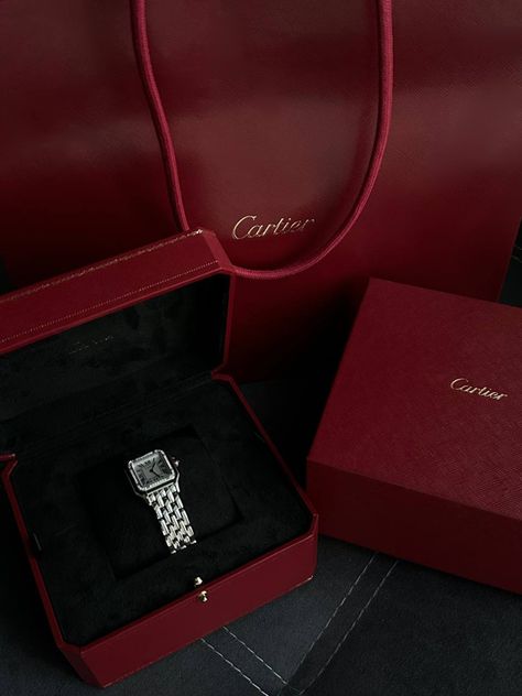 Cartier Silver, Cartier Watches Women, Watch Packaging, Lux Fashion, Bracelet Luxury, Cartier Panthere, Cartier Jewelry, Cartier Watch, Classy Jewelry