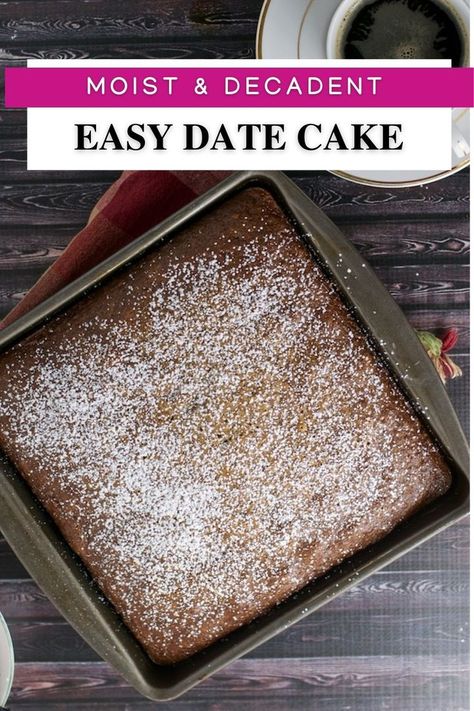 Date cake made from luscious dates is probably one of the moist cakes you have ever eaten! The best part - you can whip it up in a blender in no time. Moist Date Cake Recipe, Desserts With Dates, Date Cake Recipe, Healthy Chocolate Banana, Healthy Hot Chocolate, Strawberry Treats, Date Cake, Chocolate Recipes Homemade, Frozen Hot Chocolate