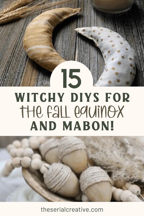 15 Witchy Fall Equinox and Mabon DIY Projects to Celebrate the Change of Season - The Serial Creative Fall Equinox Altar, Fall Witchy Crafts, Fall Witch Crafts, Fall Witchy Decor, Mabon Crafts Witches, Pagan Halloween Decorations, Nature Diy Projects, Mabon Crafts Diy, Witchy Fall Decor Diy