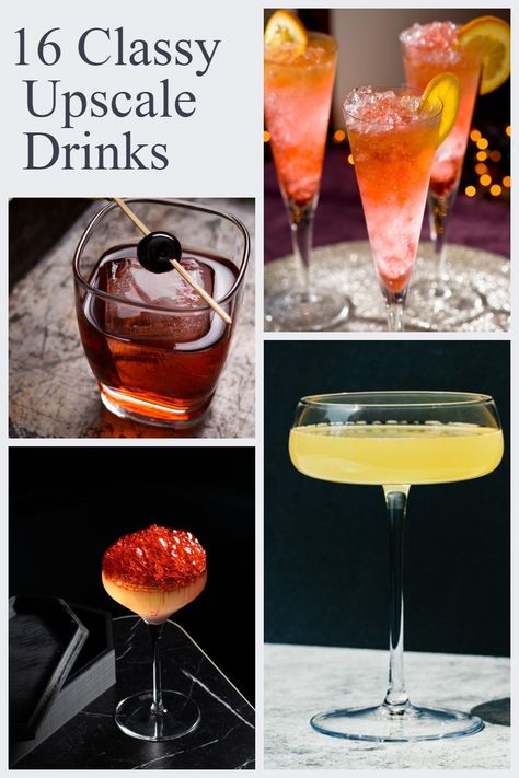 When friends are coming over and you need a cocktail that will impress, the upscale drinks on this list won’t disappoint. It’s easy to pull together inexpensive and simple cocktails, but sometimes you may want to serve an upscale mixed drink that will impress. Upscale drinks are also great for occasions such as family holiday parties. Whether you want an upscale cocktail for a summer or winter party, we have something for you. Food And Cocktail Pairings, Best Party Cocktails, Pre Dinner Cocktails, Upscale Cocktails, Easiest Cocktails, Late Summer Cocktails, Elegant Cocktails, Classy Drinks, Cheap Cocktails