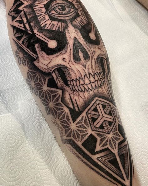 Skull Coming Out Of Skin Tattoo, Geo Tattoo, Geometric Tattoo Skull, Philadelphia Tattoo, Lace Skull Tattoo, Floral Skull Tattoos, Perspective Tattoos, Pirate Skull Tattoos, Skull Tattoo Designs